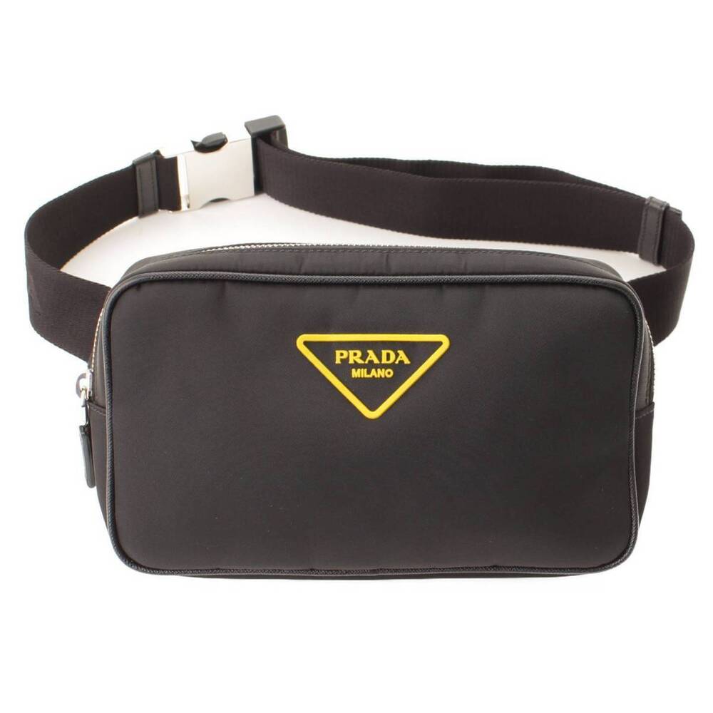 Prada Body Bum Crossbody Belt Bag Shoulder Black Yellow